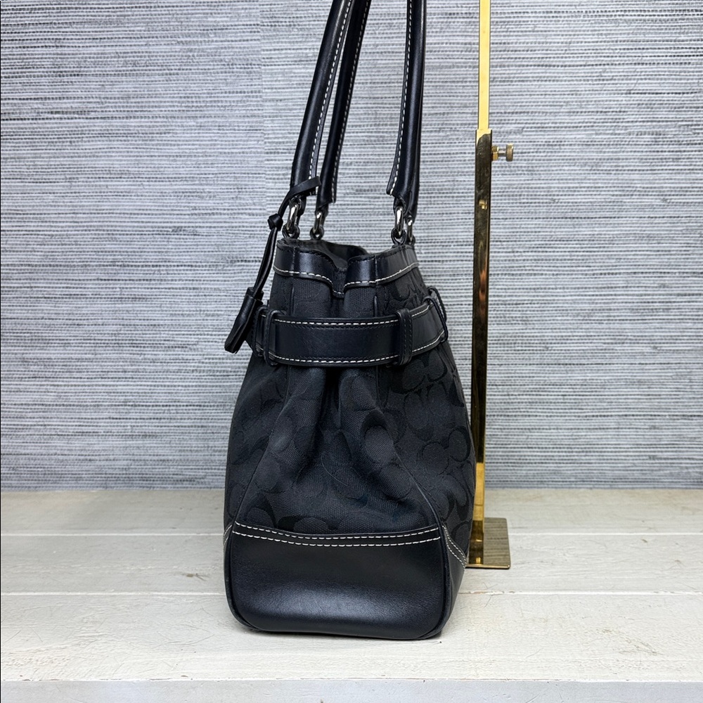 Coach Hamilton Black Signature Canvas Satchel - Picture 5 of 14